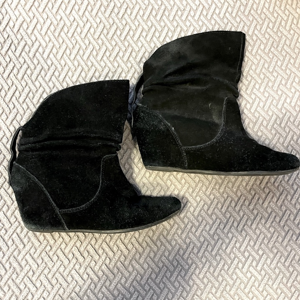 Suede Slouchy Wedge Boots